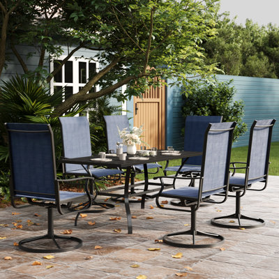 6-Person Patio Dining Set with Swivel Chairs