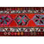 Chemin de table turc rétro fait à la main avec un motif traditionnel Herki en laine rouge éclatante pour un décor de couloir luxueux et un rehaussement de style bohème antique