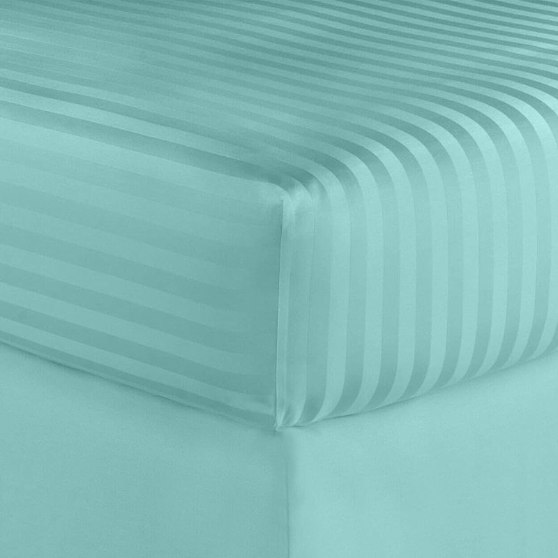 Egyptian Cotton Machine Woven Striped Sheet Set, Twin XL, Aqua