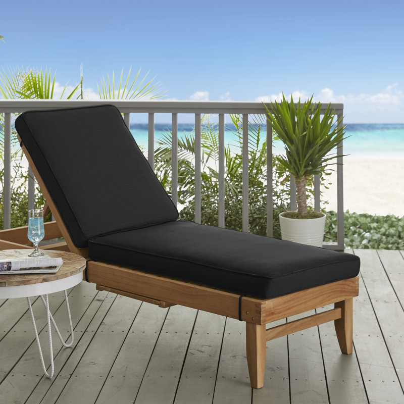 Ricmod Outdoor Sunbrella Seat/Back Cushion, 24" W x 73" D, Sunbrella - Canvas Black / Black Cord