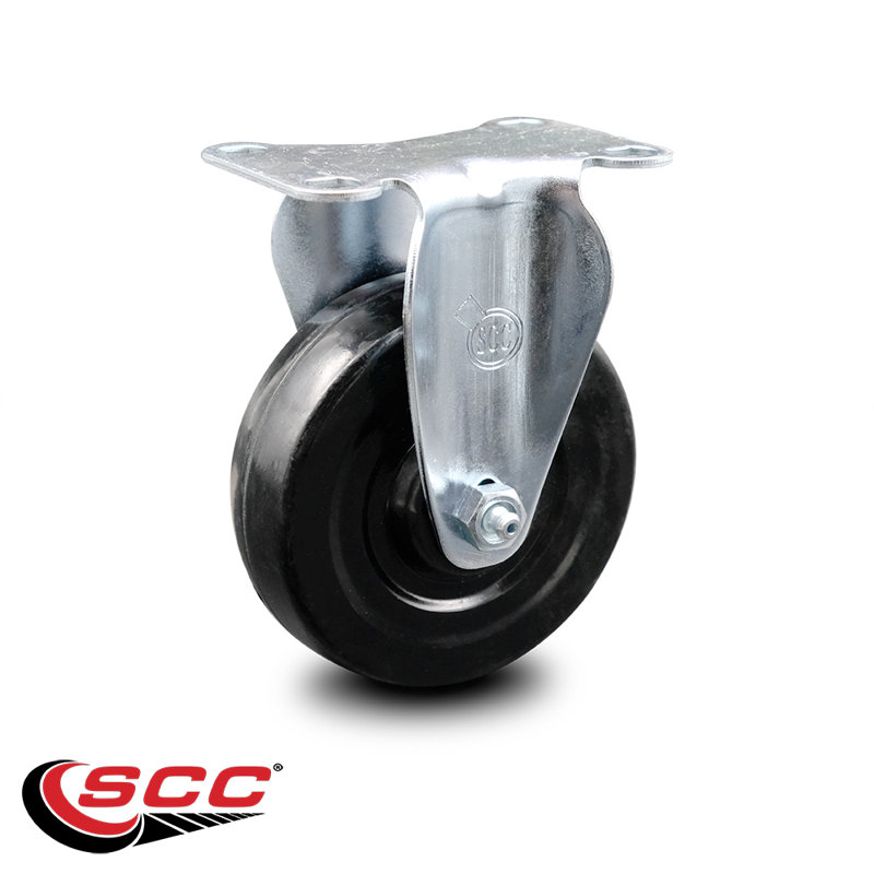 Hard Rubber Caster with Rigid Top Plate