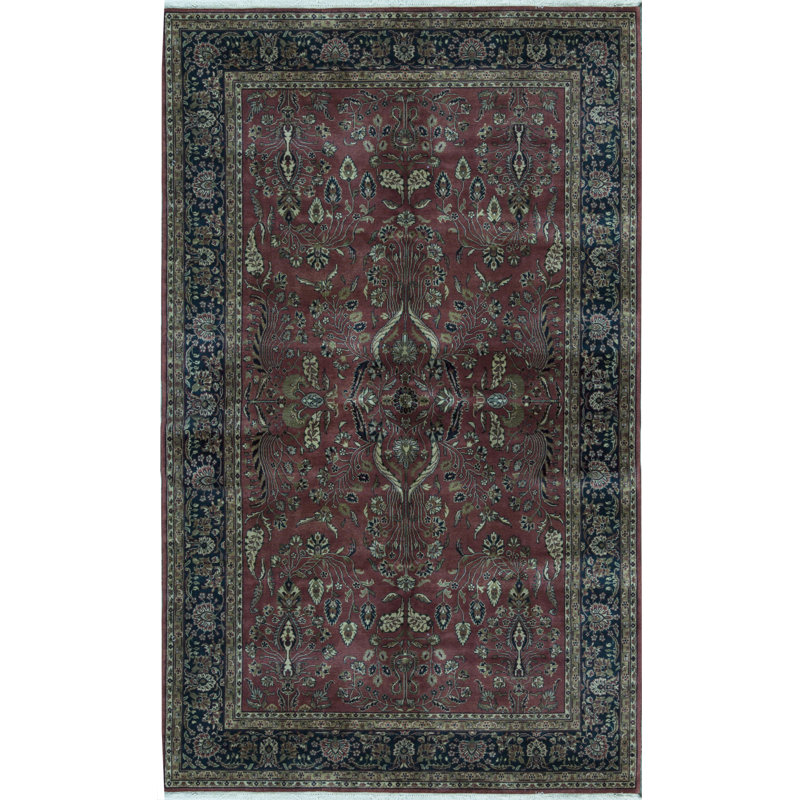 Tapis rouille et noir noué à la main de haute qualité