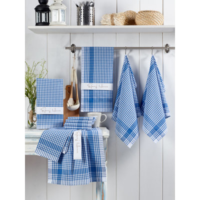 Ensemble de serviettes de qualité supérieure (10 pièces), 100% coton, 17,7 po x 25,6 po | Doux et absorbant, couleurs bleu et blanc | Lavable à la machine, cycle délicat, parfait pour le bain, la salle de sport et le spa, confort luxueux