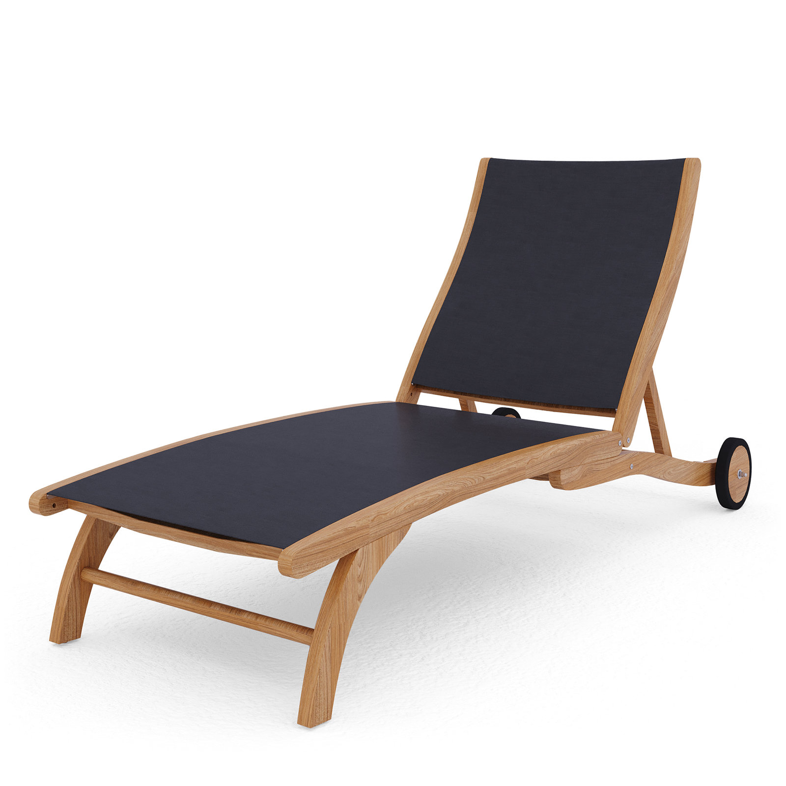 Marfried 29" Teak Patio Chaise Lounge, Black