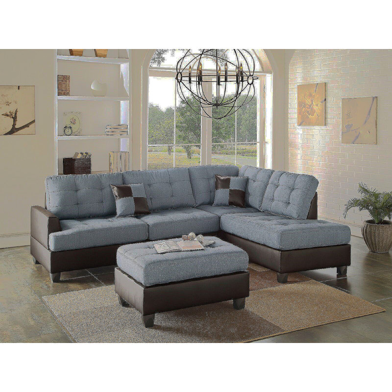 Canapé modulaire contemporain en polyfibre gris et lin
