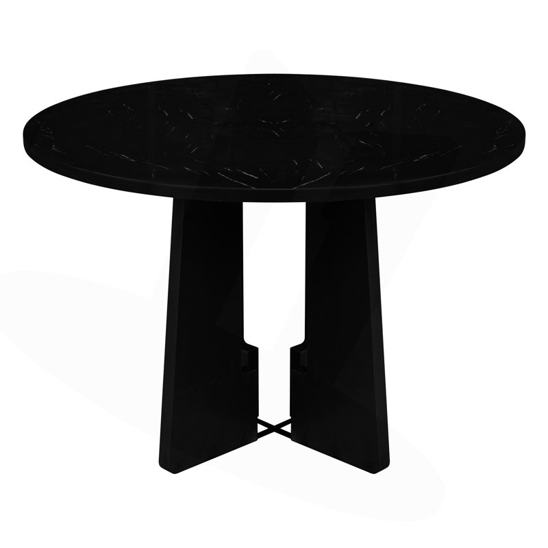 Chmura 43 Inch Round Dining Table, Black, 29.8"H x 43.3"L x 43.3"W