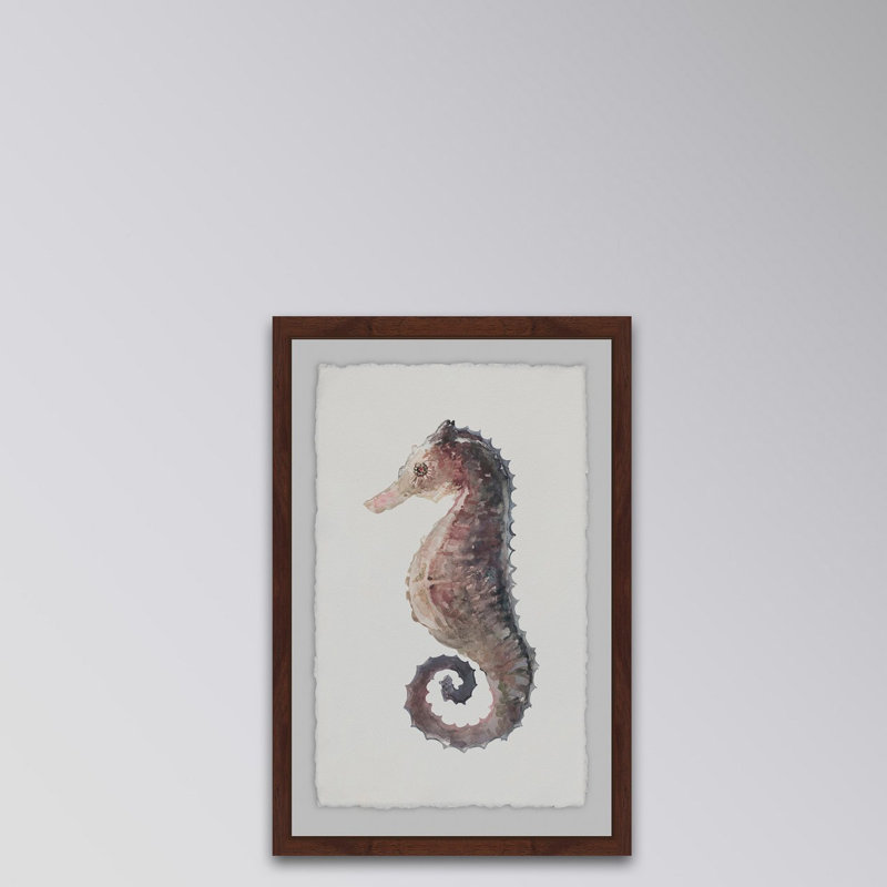 Boell «Stiff Seahorse», reproduction de peinture à l'aquarelle encadrée, H 36 po x l 24 po x P 1,5 po