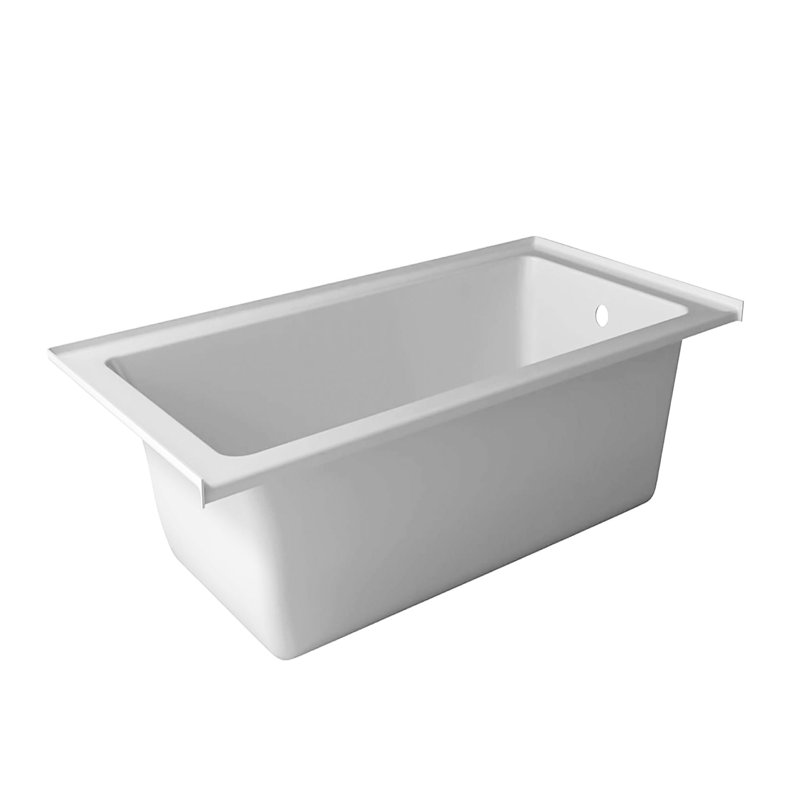 Alcove Soaking Fiberglass Bathtub, Right
