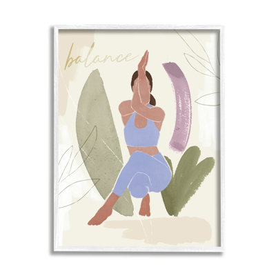 «Balance Typographie Fitness Yoga Pose Botanical Motif» par Victoria Barnes