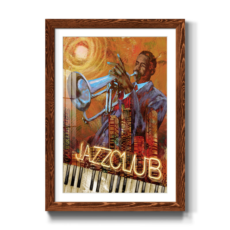 Jazz Club - Reproduction d'art graphique sur papier encadré, H 44 po x l 31 po x P 1 po, Érable