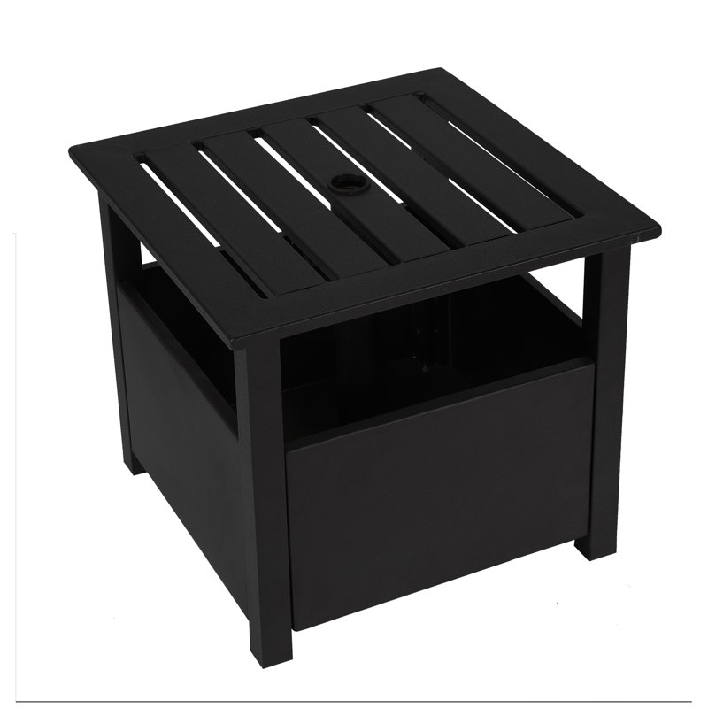 Steel Standing Umbrella Base Side Table, Stone Black
