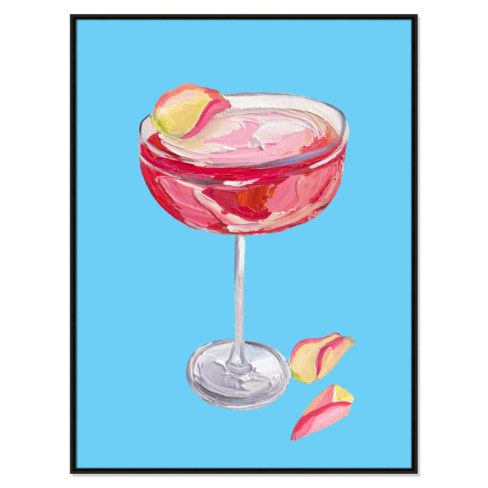 Sparkling Rose Gin Cocktail Print by Straker, 49.5" H x 37.5" W, Espresso Floater
