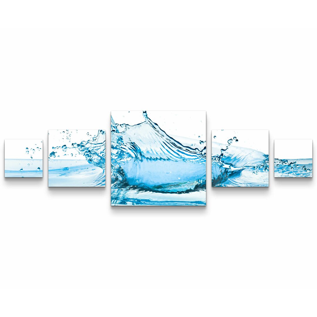 5-tlg. Leinwandbilder-Set Wasserspritzer auf weißem Hintergrund