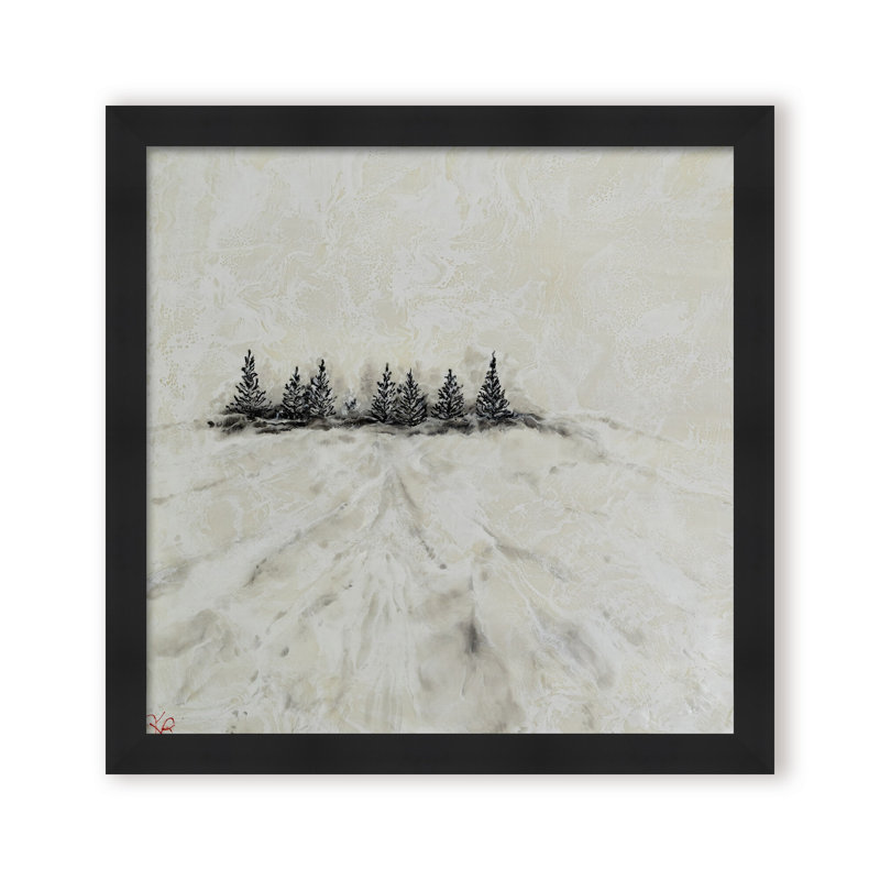Nature Inspired "Frosted Horizon" Canvas Wall Art By , 30" H x 30" W, Framed Print, Black