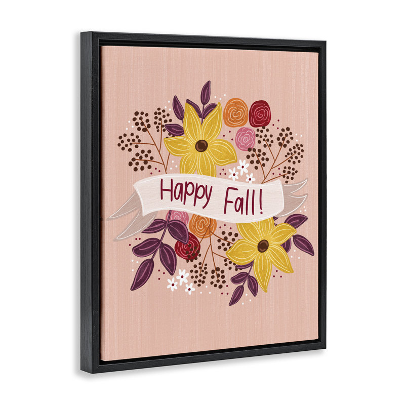  Art mural sur toile "Celebrate Floral Fall" par Emily Cromwell, Cadre flottant noir de jais, H 21 po x l 17 po