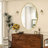 Classic Scalloped Mirror with Wooden Frame for Bathroom or Entryway-826362272