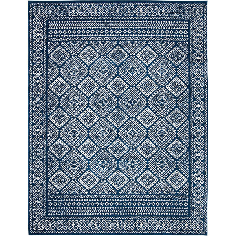 Tapis bleu marine / ivoire Callista, Rectangle 9 pi x 12 pi