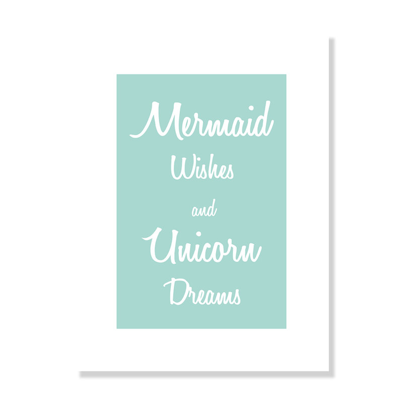 Mermaid Wishes and Unicorn Dreams Paper Print, 10" H x 8" W x 1" D, Paper