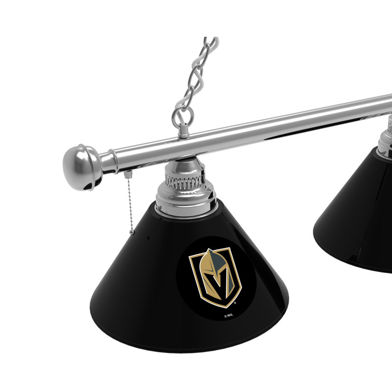 3 - Light Pool Table Lights Pendant, Chrome, Vegas Golden Knights