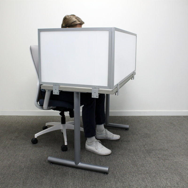 Panneau d'intimité en polycarbonate fixé au bureau, En aluminium, H 18 po x l 36 po x p 0,63 po