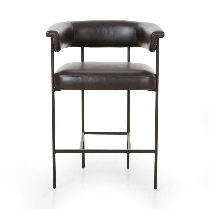 Grayson Counter and Bar Stool, Bar Stool (30.5" Seat Height), Sonoma Black Genuine Leather, Solid