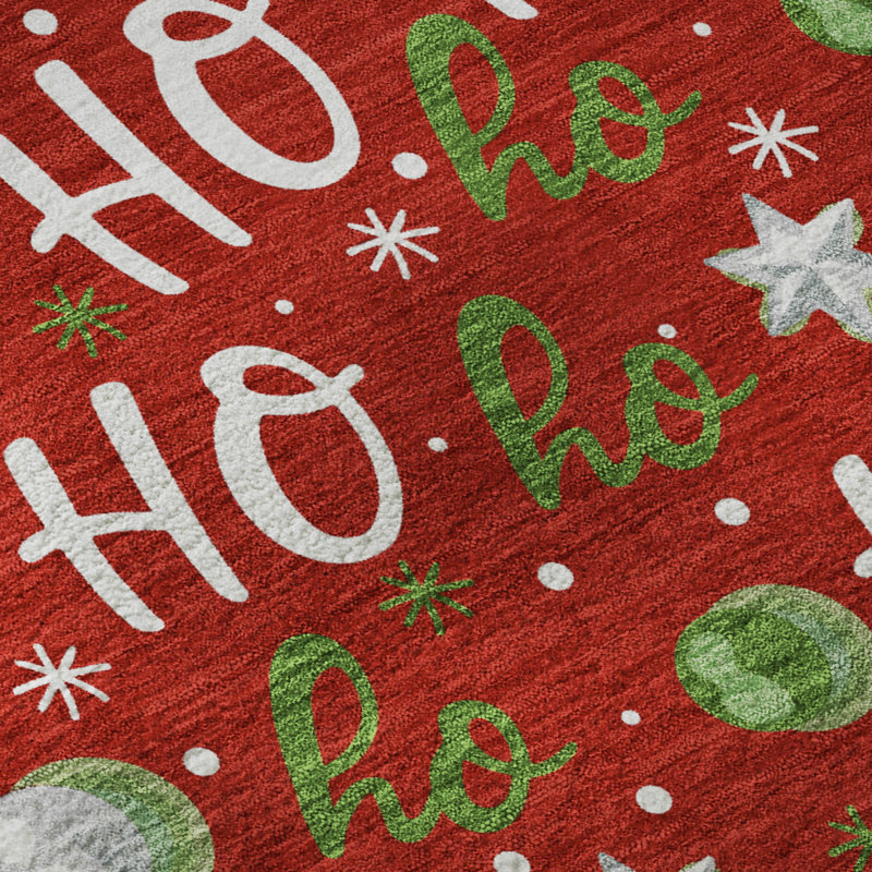 Tapis de Noël HohoHo lavable à la machine de qualité supérieure Lelland AMF1810, Rectangle 10 pi x 14 pi