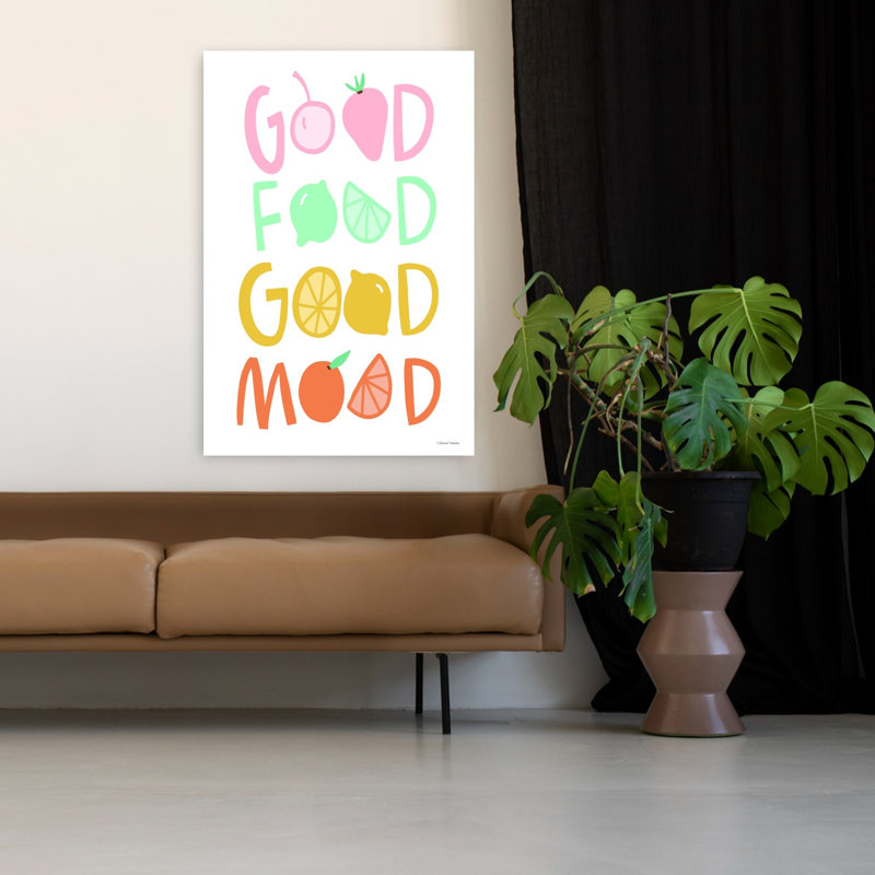 «Good Food Good Mood I», art mural coloré et fantaisiste, H 48 po x l 32 po