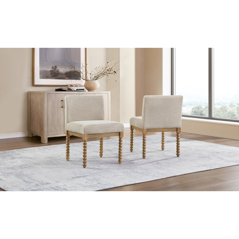 Chaise rembourrée en bois d'hévéa, Crème, crème, Noyer