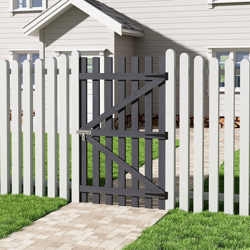 Caskey Garden Wood Fence Gate with Latch, 150cm H x 90cm W x 1.5cm D