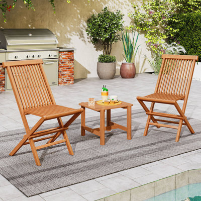 Ensemble bistro 3 pièces en bois de teck avec table et chaises