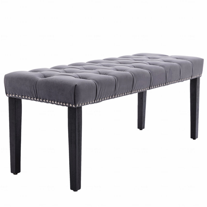 Upholstered Design Tufted Bench Ottoman, Velvet Fabric Upholstered Dining Room Use Bench Bedroom Bench Footrest Stool Accent Bench
