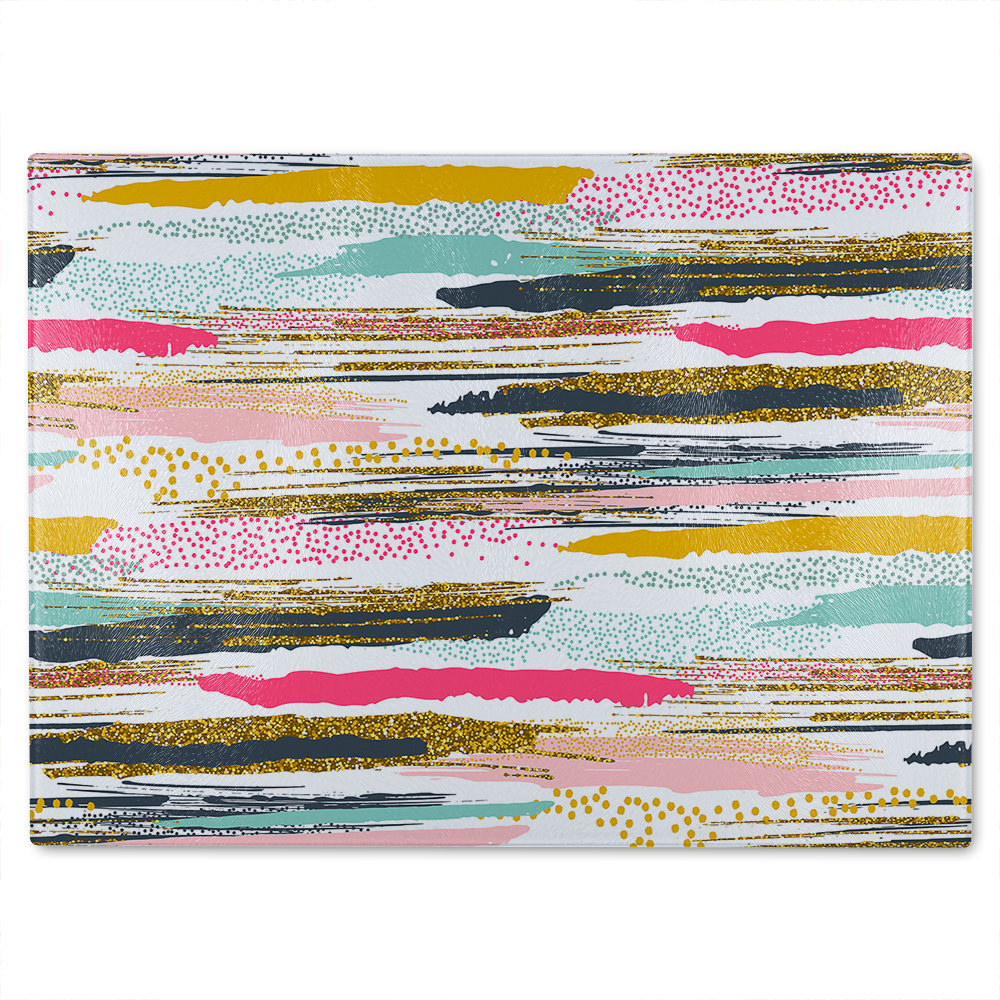 Coloured Stripes & Spots Glass Chopping Board