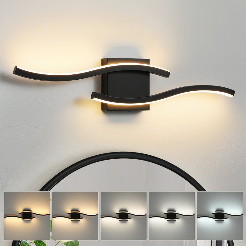 24" LED Bath Bar Dimmable 5CCT Bathroom Vanity Lighting, 5.1" H x 23.6" W x 1.9" D, Matte Black