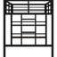 Lit mezzanine simple en métal noir avec rangement, garde-corps, structure classique, 350 lb pour une capacité minimaliste