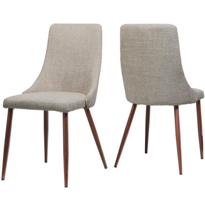 2 chaises de salle à manger de style moderne Mid-Century, blé et noyer foncé. Design élégant, matériaux, siège confortable, cadre en fer incurvé facile à assembler, revêtement en mélange, assemblage