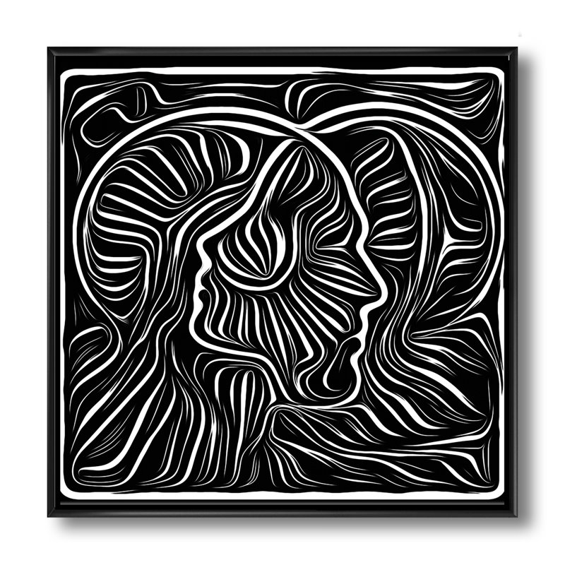 «Black and White Aw autrement», reproduction de cadre sur toile, H 30 po x l 30 po x P 1 po, Toile avec cadre noir