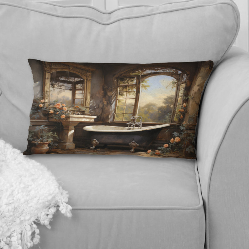 Bathroom Vintage Elegance I - Bath & Laundry Printed Throw Pillow, H 12 po x l 20 po, Rectangulaire