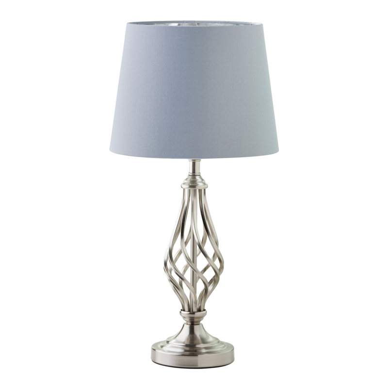 Zoey 49Cm Twist Metal Grey Silver Metal Table Lamp