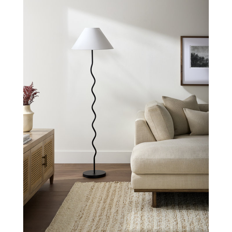 Lampe sur pied Burt Gleda, Noir, Blanc