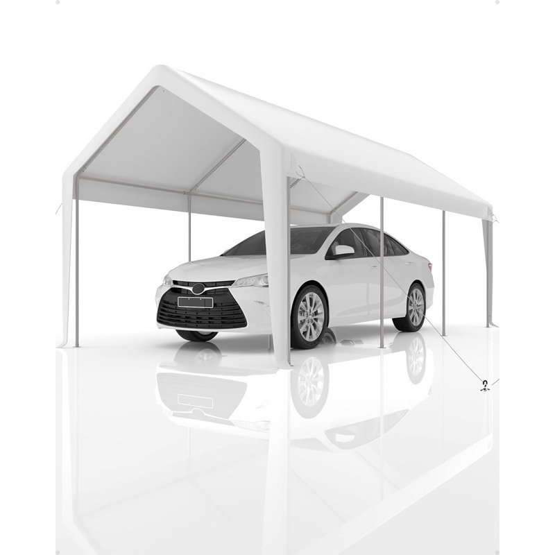 Housse de remplacement pour abri d'auto - imperméable, résistante aux rayons UV et au vent, Blanc, L 20 pi x P 10 pi
