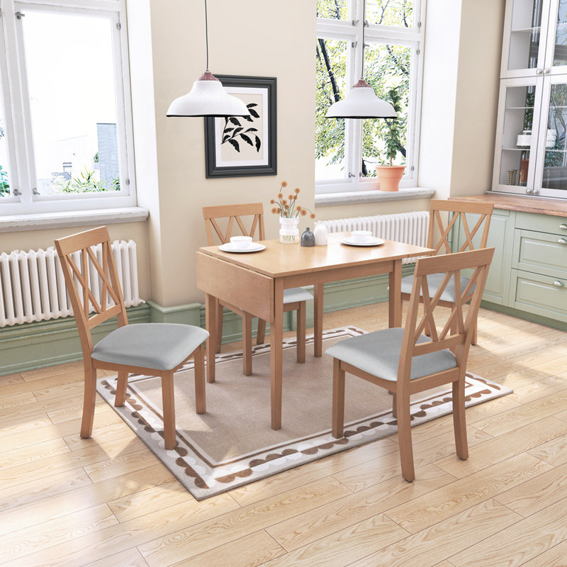 Versatile Foldable Dining Set for Compact Spaces, Natural, Natural/Grey