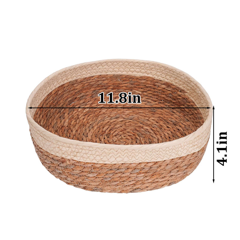 Organisateur de rangement rond rond en osier de mer pour panier de cuisine et table d'entrée