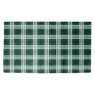 Carreaux verts faits à la main/noir/Tapis décoratif blanc