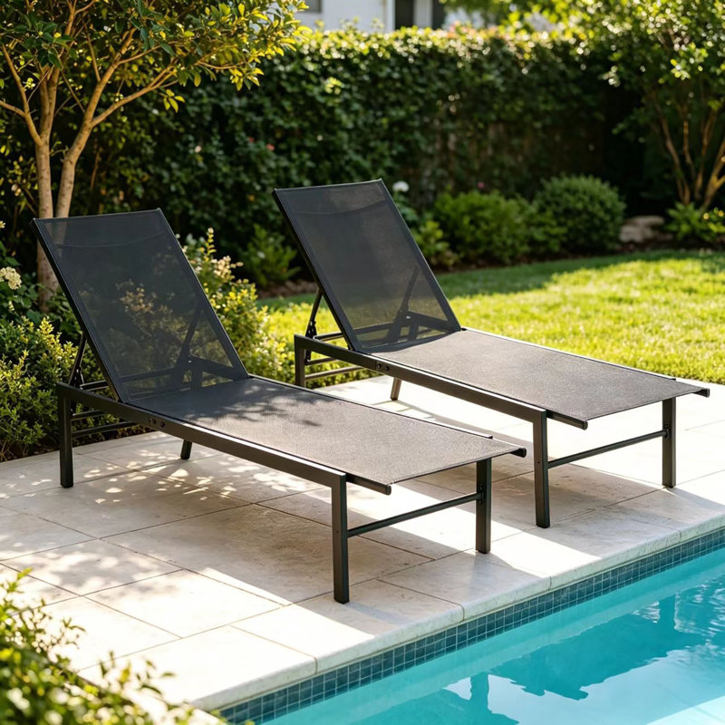 Chaise longue d'extérieur en aluminium avec dossier réglable à 5 positions 