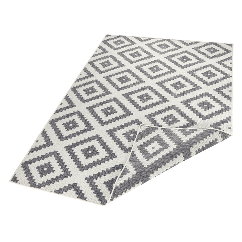 Malta Machine Woven Cream/Grey Indoor / Outdoor Rug, Rectangle 80 x 150cm