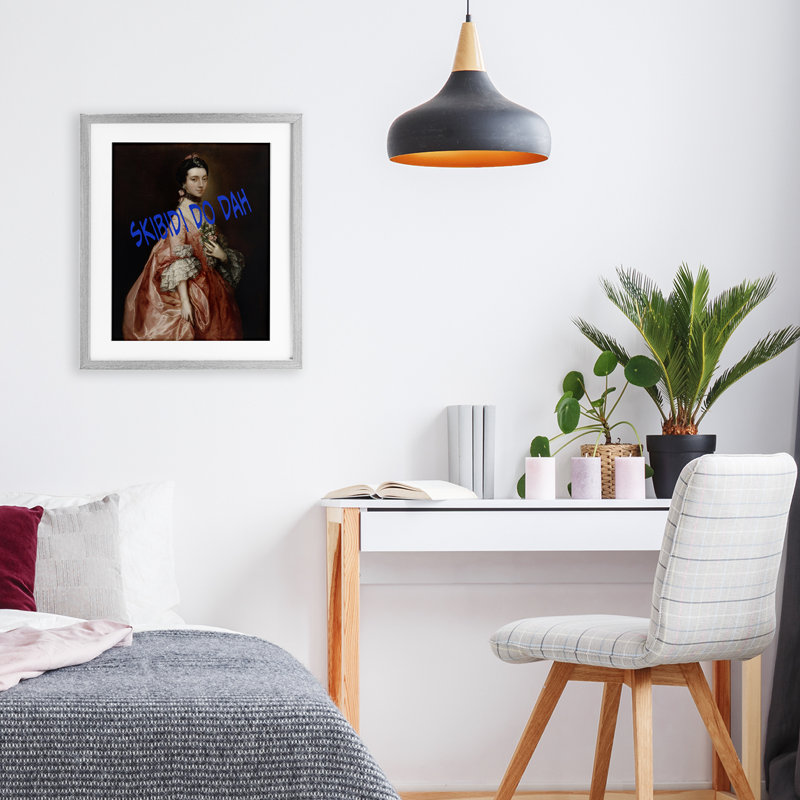 Iconic Skibidi Do Dah Framed Print Under Glass, design by Grotto Studios, Farmhouse Grey Frame, 16" H x 13" W