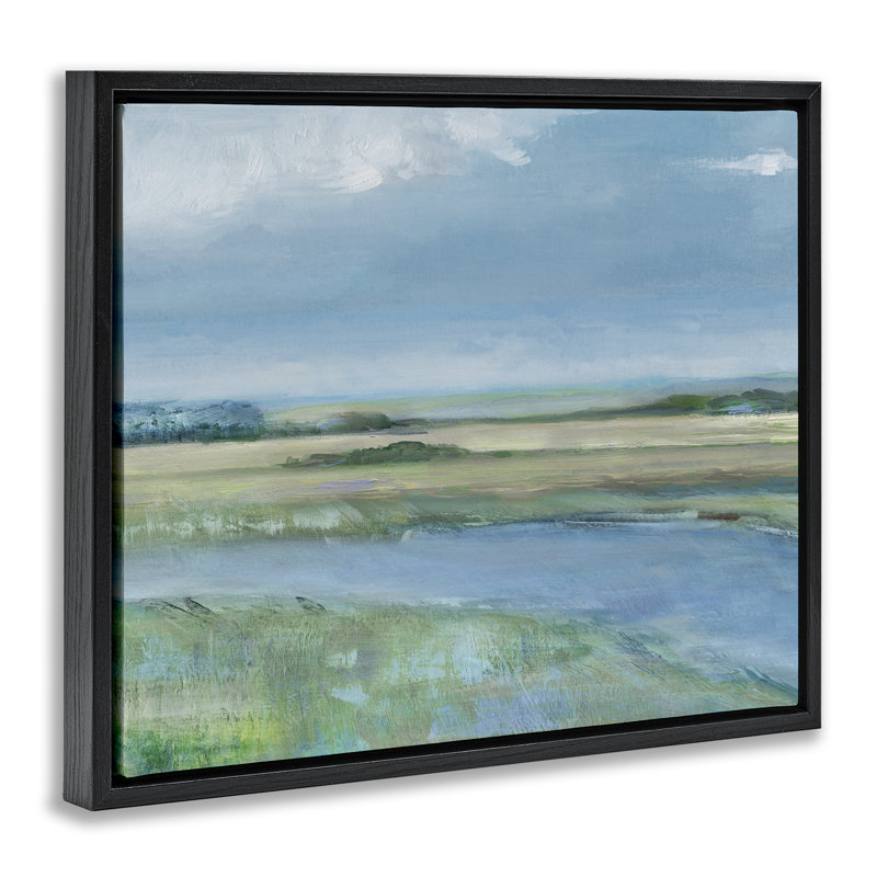 Curving River Bend Landscape, Jet Black Floater Frame, 17" H x 21" W