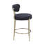 Chaises de comptoir hautes de 26 po - Revêtement moderne, pieds en laiton brossé, dossier bas rond pour salle de billard, salle à manger de cuisine de hauteur noire, (2
