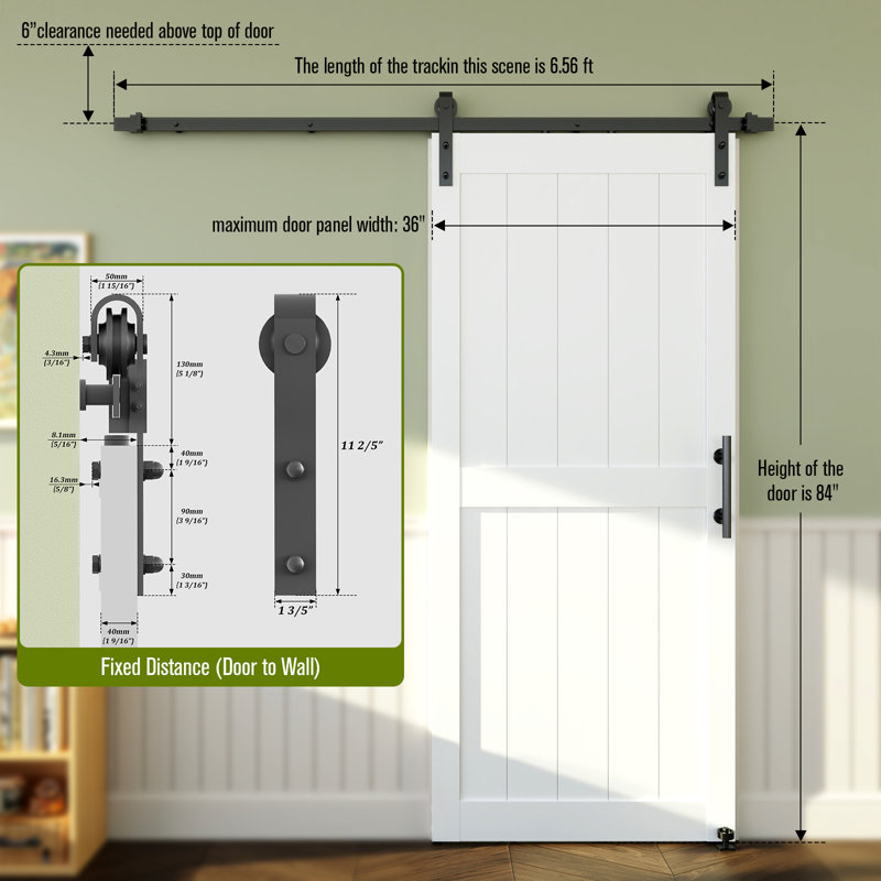 30 X 84 MDF White H-Shape Latticework Barn Door With Full Set Hardware (Includes Complete Slide Kit And Door Handle)