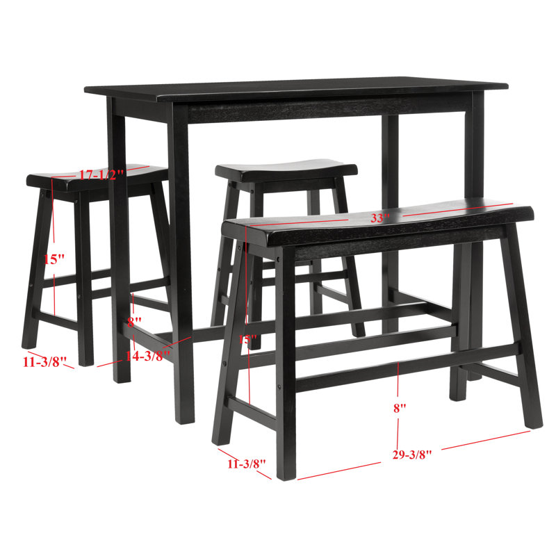 Fellsburg 4 - Person Solid Wood Top Four Leg Dining Set, Dark Espresso, Dark Espresso, Dark Espresso
